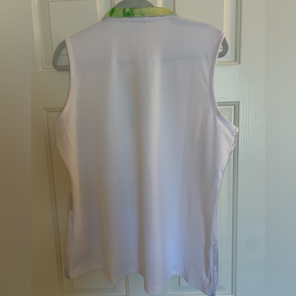 Chico’s RARE yellow, green, grey, white golf blouse lightweight sz 2 (12-14) - Picture 5 of 7